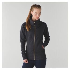 Charcoal Lululemon “Radiant” Zip-Up Jacket with Gold Accents